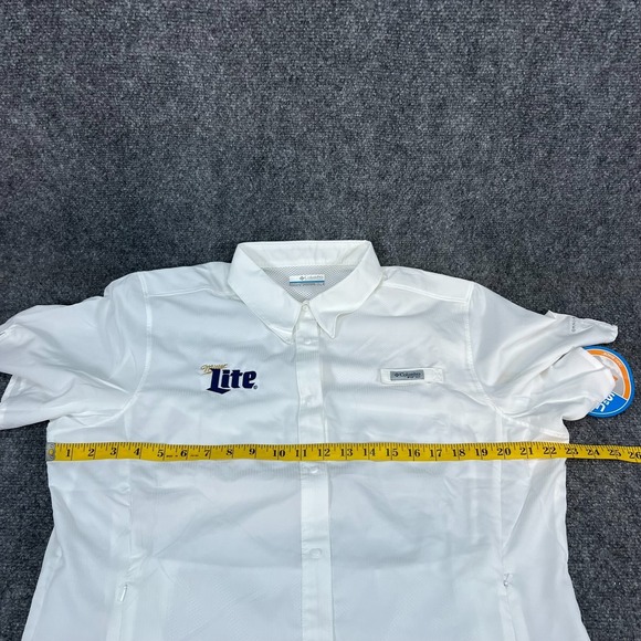 Miller Lite Women's Columbia Tamiami II Omni Shade UPF 40 SS Shirt XL White NWT - Picture 10 of 14